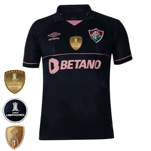 camisa de goleiro preta rosa fluminense libertadores 2023 2024