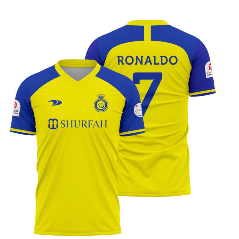 Camisa Al Nassr I CR7 22/23 – Amarela e azul – Masculino - Furia Imports - 01 em Artigos Esportivos